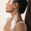 Kolczyki stadniskie Klasyczne białe czarne pióra uszu wiszące dla kobiet punkowe klip bez przeszywania biżuterii mankiet
