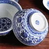 Tigelas de Arroz de Cerâmica Chinesa Azul e Branco Grande Porcelana Sopa Macarrão Utensílios de Mesa Osso China Casa Restaurante Suprimentos de Cozinha