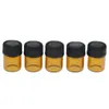 Bouteille de parfum 100pcs 1 ml 2 ml 3 ml flacons en verre ambré mini bouteilles d'huile essentielle avec réducteur d'orifice bouchon en plastique noir 230609