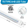 Lâmpadas LED de 4 pés 4 pés, tubo de luz híbrido tipo A+B, 18W 6000K, branco frio Plug Play, bypass de lastro, simples ou duplo, substituição de luz fluorescente T8 T12, loja ETL