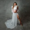 Maternity Dresses Photography Props Sexy White Lce Chiffon Maxi Gown For Pregnant 2023 Hot Women Long Pregnancy Dress Photo Shoots