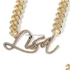 Anhänger Halsketten Benutzerdefinierte Kunst Buchstaben Name Edelstahl Halskette mit Miami Cuban Chain Drop Lieferung Schmuck Anhänger Dhemm