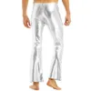 Chictry Pantalon Disco Métallisé Brillant pour Hommes Adultes avec Bas de Cloche Pantalon Long évasé Pantalon de Costume pour soirées à thème des années 70