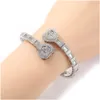 Bracelet Bling T Cristal Coeur Forme Manchette Bracelets Véritable Plaqué Or Femmes Cadeau Bijoux Drop Delivery Dhpbx