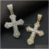 Hänge halsband verkliga guldpläterade diamant korshalsband religiösa smycken gåva för män och kvinnor släpp leveranshängen dhgmu