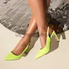 Sandals Neon Yellow Blue Pointed Toe Sexy Ladies Sandals Summer Thick High Heels Slingback Shoes For Women Plus Size 44 45 Sandles J230608