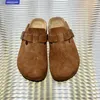 Gruba podeszwa B K pół przeciągnięcia wszechstronne sandały matowe skórzane retro jeden pedał stóp Baotou para buty luksusowe designerskie buty męskie rozmiary 35-44 +pudełko