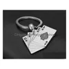 Sleutelhangers Lanyards Poker Flush Sleutelhanger Metaal Creatieve Harten Spade Drop Levering Mode Accessoires Dh0Is