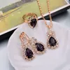 Ketting Oorbellen Set Luxe Designer Europese en Amerikaanse Sieraden Hangers Ring Sets Mode Bruids Decoratie Kleurrijke Driedelige Geschenken