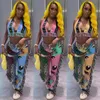 Pantaloni a due pezzi da donna Echoine Casual Streetwear 2 Set Cartoon Latter Print Reggiseno allacciato al collo Nappa Vita alta Abiti da club per feste coordinati 230607