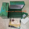 High Quality Luxury Watch Mens Watch Box Inner Outer Womans Watches Boxes Men Wristwatch Green Booklet Card194O