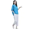 Zweiteiliges Damen-Hosenset für Damen 2023, modisches zweiteiliges, lockeres, dünnes Mantel-Neun-Punkt-Damen-2-teiliges lässiges modisches Outfit
