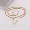 19Style Luxury Designer Double Letter Pendant Halsband 18K Gold Plated Crysat Pearl Rhinestone Sweater Necklace For Women Wedding Party JewerLry Accessories V3