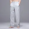 Calça masculina respirável verão casual cintura elástica linho masculino 2023 tradicional chinês homem Harajuku calça de perna larga