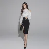 Work Dresses Arrival Style Women Sets Off Shoulder Loose White Shirt And Slim Sexy Pencil Skirt Elegant Formal Two Pieces