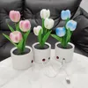 Lampy stołowe LED Tulip Night Light Symulacja Lampa kwiatowa Dekoracja domu