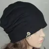 Bérets 2023 Punk femmes hommes hiver chapeau bonnets Bonnet Femme Slouch Baggy fer cerceau anneau casquette Hip Hop tissu Beanie Gorros femmes