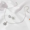 Colar brincos conjunto ins estilo para mulheres simples cheio de diamante liga floco de neve namorada presente do dia dos namorados