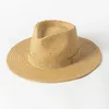 Breda brimhattar hink hattar vanligt band Panama Straw Hats for Women Summer Beach Hats Wide Brim Sun Hat Funeral Church Derby Fedora Cap Upf50 230607