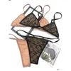 Swim Wear Swimsuit Lace Bikini Set Bodysuit Women Fashion Swimwear In Stock Nude Black Sexy Bathing Suits Tags Drop Delivery Sports Dhzsr