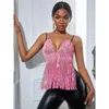 Débardeurs Femme Débardeur Femme Camis Ropa Chemise Courte Sexy Gland Maille Strass V Profond Dos Nu Soutien-Gorge Y2k Corset Dames Crop Tops