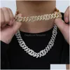 Tênis graduado 15 mm Hip Hop T Zircônia cúbica Diamante Corrente de tênis banhado a ouro verdadeiro Nariz de porco Colar masculino Drop Delivery Jóias N Dhxb0