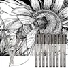 Marqueurs 9PcsSet Profession Pigment Liner Micron Encre Art Marqueur Stylo pour Croquis Dessin Bandes Dessinées Brosse Crochet Ligne Stylos Fournitures 230608