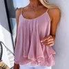 Vrouwen T Shirts Zomer Casual Chiffon Band Tank Top Sexy vrouwen O-hals Hollow Geplooide Club Blouses Mode Straat Mouwloos Effen