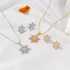 Colar brincos conjunto ins estilo para mulheres simples cheio de diamante liga floco de neve namorada presente do dia dos namorados