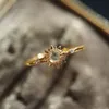 Eheringe LAMOON 925 Silber Ring für Frauen Funkelnde Sonne Natürlicher klarer Kristall 14K Licht vergoldet Feiner Schmuck Vintage LMRI165 230608