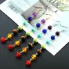 Regenboog Ronde Natuursteen Oorbellen 7 Chakra Oorbellen Vrouwen Lange Omzoomd Verklaring Kralen Oorbel Reiki Healing Sieraden