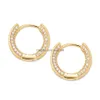 Hoop Huggie Hip Hop Boucles D'oreilles Brillantes Fl Blanc Zircon Petit Dangle 18K Plaqué Or Bijoux Drop Delivery Dhja1