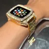 Luksusowe metalowe paski Diamond Protective Case Mod Zestaw zintegrowane lampy błyskowe Patrz pasmo Bransoletka Bransoletka Pasek do Apple Watch Series 6 7 8 44 mm 45 mm