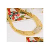 Бретельские серьги ожерелье подружки невесты ювелирные украшения набор винтажных браслетных колец, таких как индийский африканский дубай 18K Золотые вечеринка Je dhdoj