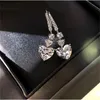 Classic Heart Love Moissanite 925 Серебряные серебряные серебряные серебристые серебряные серебряные серебряные серьги для свадебной падения для женщин Bridal