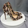 Sandaler Suede Leopard Print Gradient High Heels Women's Leopard Print Dress Sexiga spetsiga skor Höga klackar för fester skor kvinnor J230608