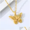 Pendant Necklaces Stainless Steel Hollow Butterfly Necklace 18K Real Gold Plated Classic Jewelry Drop Delivery Pendants Dhabd