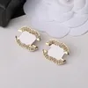 Modedesigner-Ohrstecker für Damen, modische Marke, doppelter Buchstabe, geometrischer Ohrring, Inlay, Kristall-Strass-Eardrop, Hochzeitsschmuck