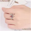 Pierścienie zespołowe luksus dla kobiet dziewczyna biżuteria różowe złoto sier regulowany cyrkon kryształowy pierścień palców kropla dostawa dhzof