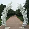 Décoration de mariage romantique porte en arc de fleurs de cerisier route plomb étagère en forme d'arches en forme de lune avec ensemble de fleurs artificielles pour fournitures de toile de fond de fête