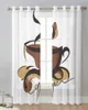 Curtain Abstract Cup Coffee Beans Yellow Brown Tulle Drapes Living Room Sheer Window Curtains Kitchen Balcony Modern Voile