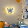 Wall Lamps Butterfly Shaped LED Lamp For Kids Bedroom Sconce Modern Home Blue Pink White Girls Boys Cartoon AC85-260V