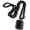 Pendant Necklaces FashionTribal Jewelry Lava & White Stone Knotted Handmade Crytal Paved Buddha Face Necklace Women Ethnic