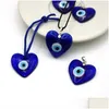 Anhänger Halsketten BK Preis Blue Evil Eye Herzförmige Glasanhänger Türkei Griechischer Schmuck Zubehör Teufelsaugen Ornamente Drop Deli Dhnls