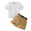 Overalls Girls 'Summer Solid Color Ruffled Topshorts Set lämpligt för barn i åldern 2 till 7 baby julkläder 3 månaders tjej 230608