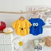Rompers Nebeans Bayboy Boy Clothing Cotton Triangle Romper Summer Summer Simheve Fashionかわいい青い漫画幼児服0-18月230608