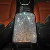 Akcesoria wewnętrzne osłona podłokietnika samochodowego Rhinestone Bling Auto Center konsola ochronna poduszka na poduszkę dla kobiet dziewczyna