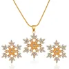 Necklace Earrings Set Fashion Snowflake Earring Zircon Pendant Engagement Necklaces For Women Wedding Jewelry Party Anniversary Gift