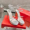 Sapatos de casamento Sandálias de salto plataforma Rene Caovilla Digner Flor Pingente Mulheres Shoese 35-43 Water Dressill Snake Winding 13cm High Heeled Lady Wedding Sandal