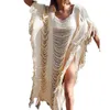 Women's Blouses Women's Solid Color Tassel Hollow Outside Sun Knitted Blouse Maternity Beach Cover Up